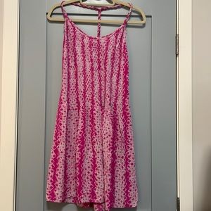 Banana Republic Pink and White 100% Silk Dress, size 8